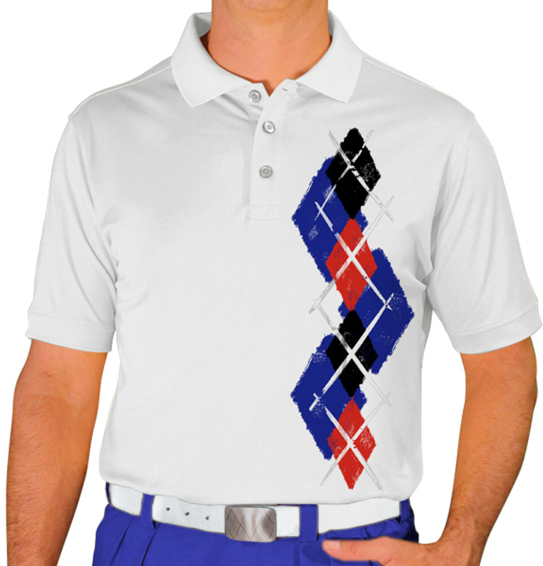 Mens Argyle Paradise Golf Shirt - 5J: Royal/Red/Black