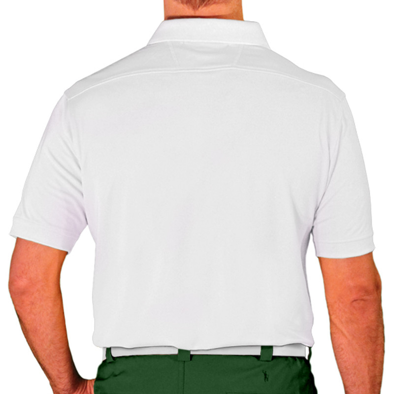 Mens Sport Pro Dry Microfiber Solid White Golf Shirt Back