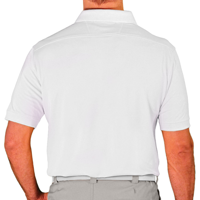 Mens Sport Pro Dry Microfiber Solid White Shirt Golf Back