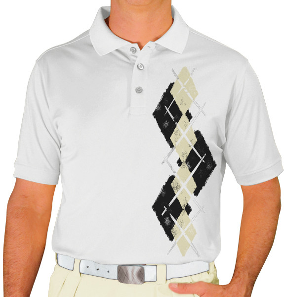 Mens Argyle Paradise Golf Shirt - BBB: Black/Natural