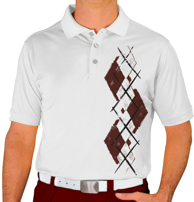 Mens Argyle Paradise Golf Shirt - CC: Brown/White