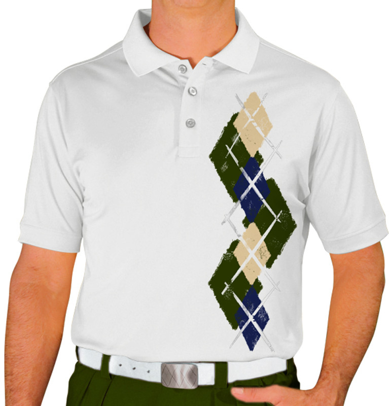 Mens Argyle Paradise Golf Shirt - D: Olive/Navy/Khaki