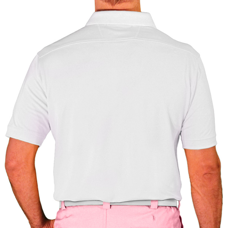 Mens Sport Pro Dry Microfiber Solid White Golf Shirt Back