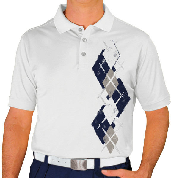 Mens Argyle Paradise Golf Shirt - FFFF: Navy/Taupe/White