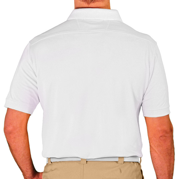 Mens Sport Pro Dry Microfiber Solid White Golf Shirt Back