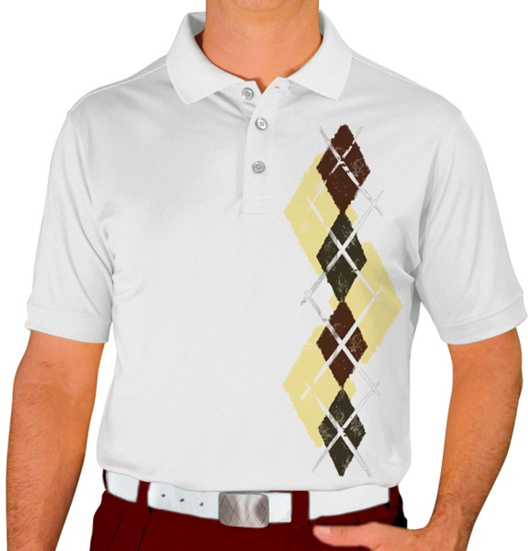 Mens Argyle Paradise Golf Shirt - J: Butter/Olive/Brown
