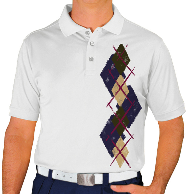Mens Argyle Paradise Golf Shirt - K: Navy/Khaki/Olive