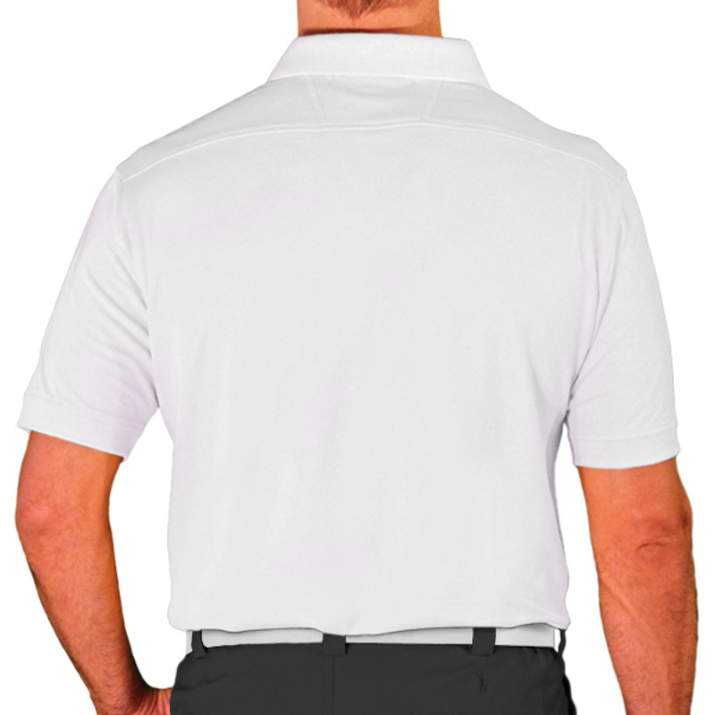 Mens Sport Pro Dry Microfiber Solid White Golf Shirt Back