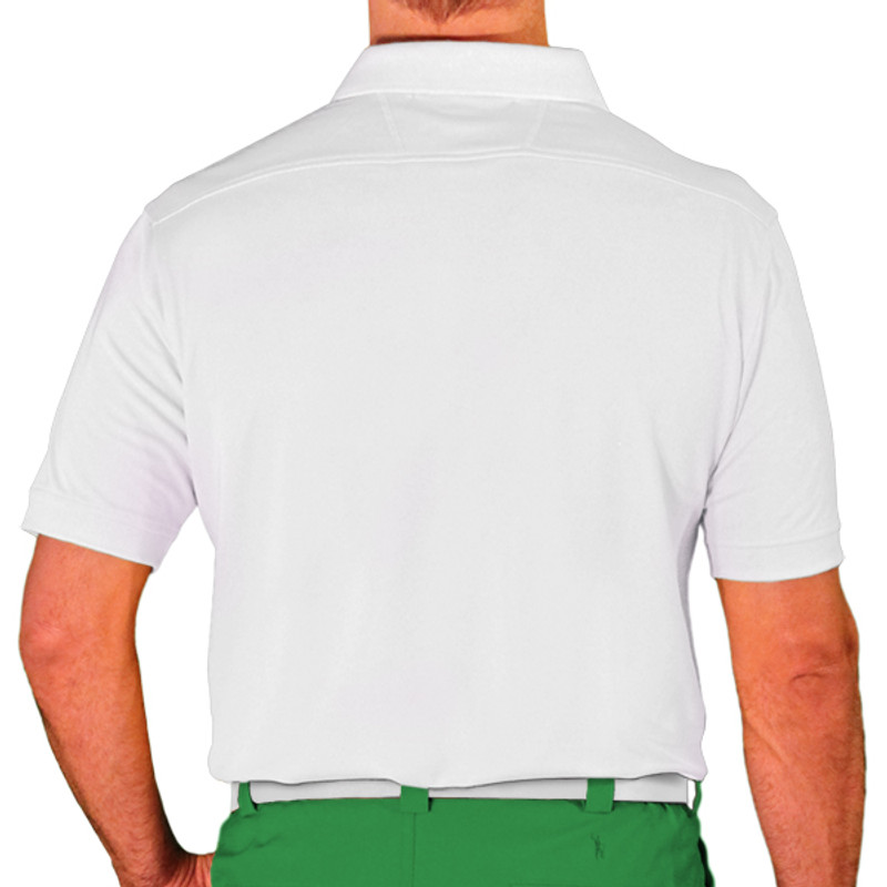 Mens Sport Pro Dry Microfiber Solid White Golf Shirt Back