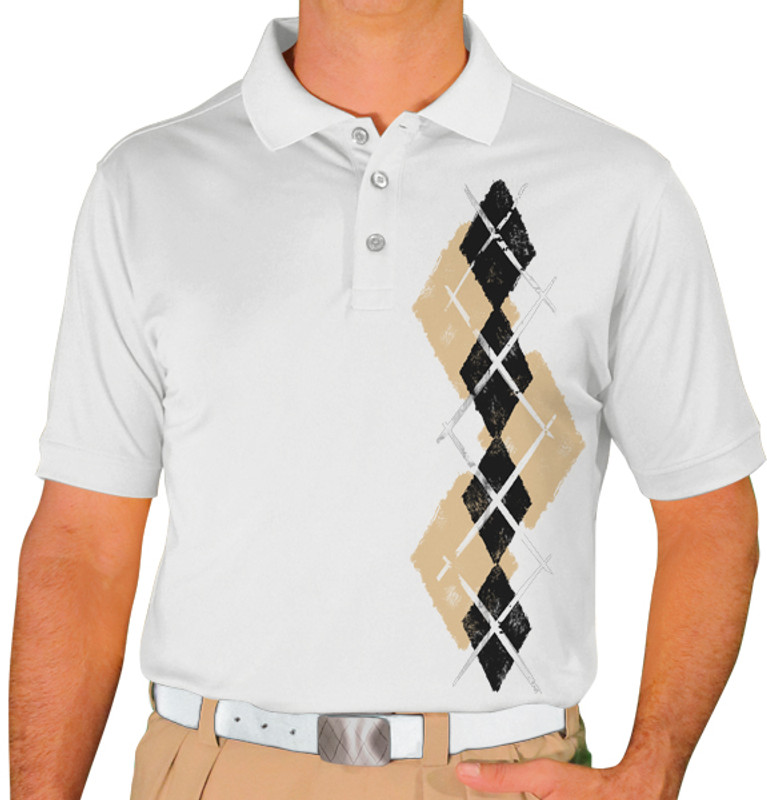 Mens Argyle Paradise Golf Shirt - OO: Khaki/Black