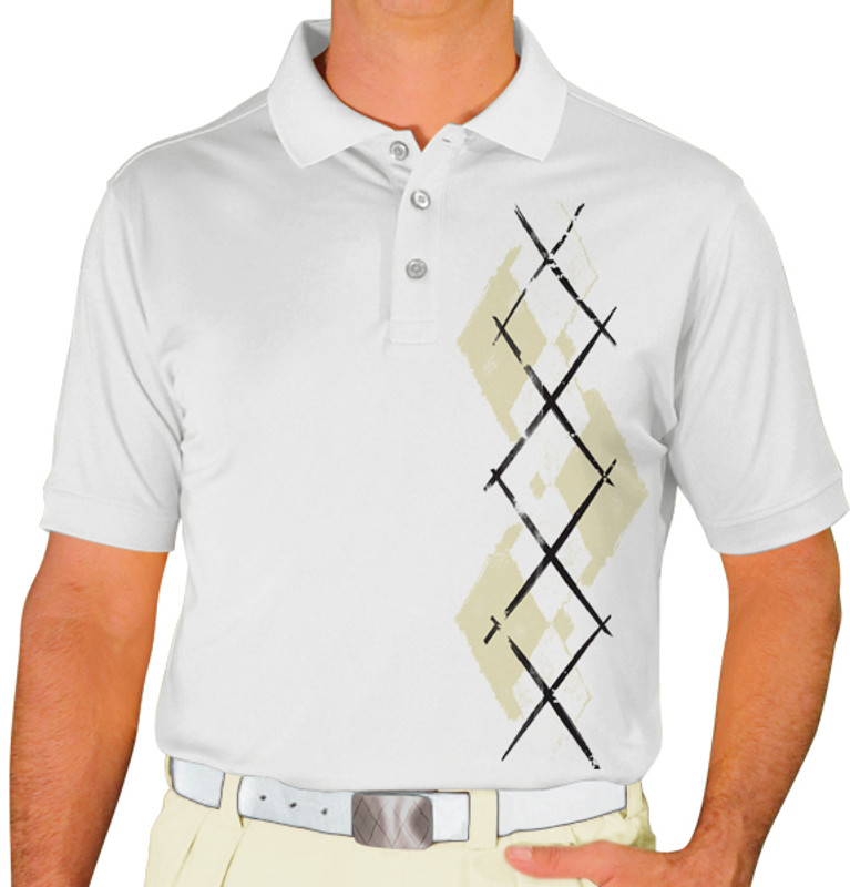 Mens Argyle Paradise Golf Shirt - T: Natural/White