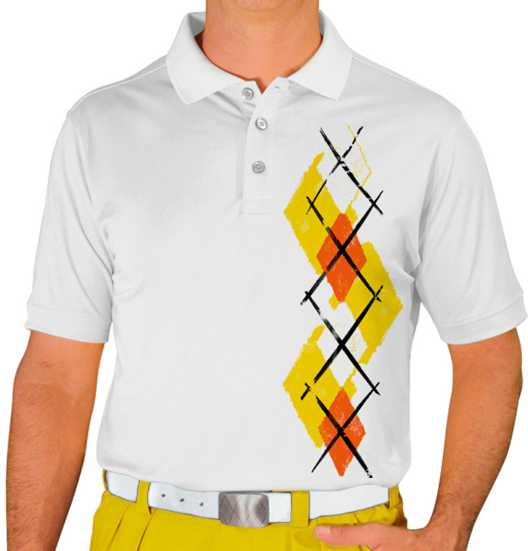 Mens Argyle Paradise Golf Shirt - TTT: Yellow/Orange/White