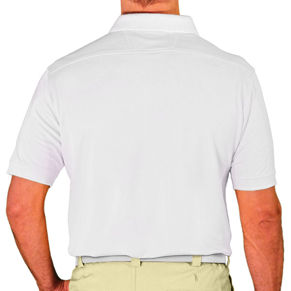 Mens Sport Pro Dry Microfiber Solid White Golf Shirt Back