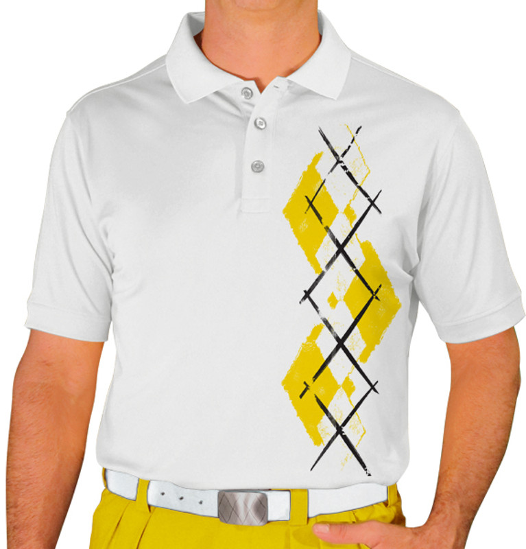 Mens Argyle Paradise Golf Shirt - Z: Yellow/White