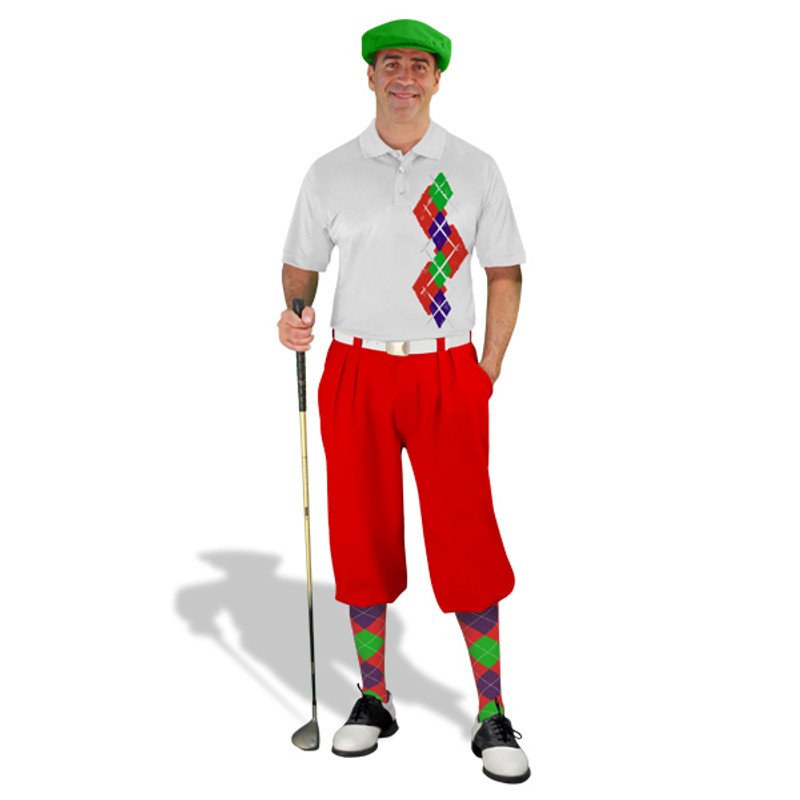 Golf Knickers Argyle Paradise Outfit 5C - Red/Purple/Lime