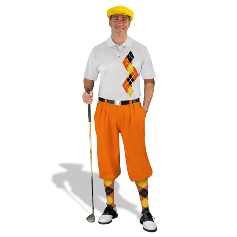 Golf Knickers Argyle Paradise Outfit 5I - Orange/Yellow/Black