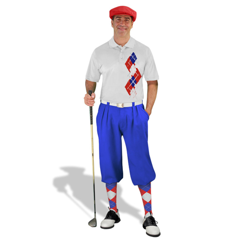 Golf Knickers Argyle Paradise Outfit 5K - Red/White/Royal