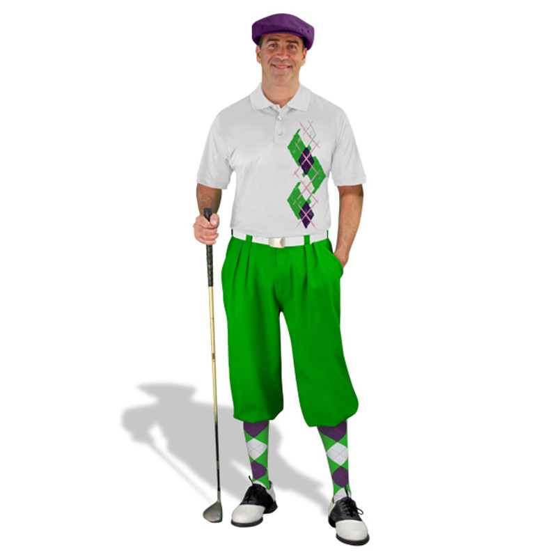 Golf Knickers Argyle Paradise Outfit LLL - Lime/Purple/White