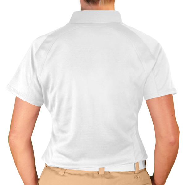 Ladies Sport Pro Dry Microfiber Solid White Golf Shirt Back