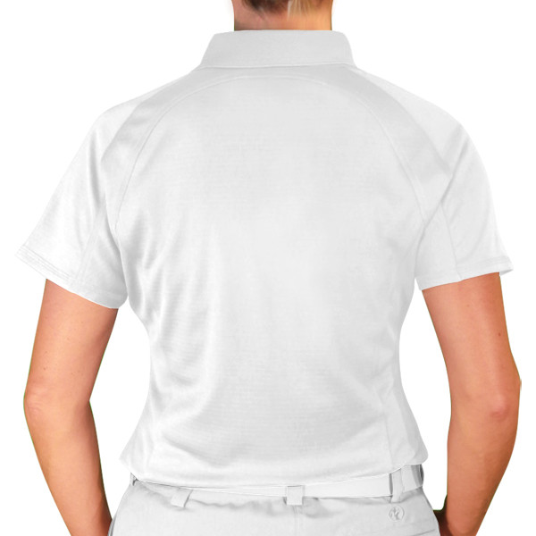 Ladies Sport Pro Dry Microfiber Solid White Golf Shirt Back