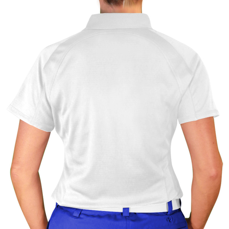 Ladies Sport Pro Dry Microfiber Solid White Golf Shirt Back