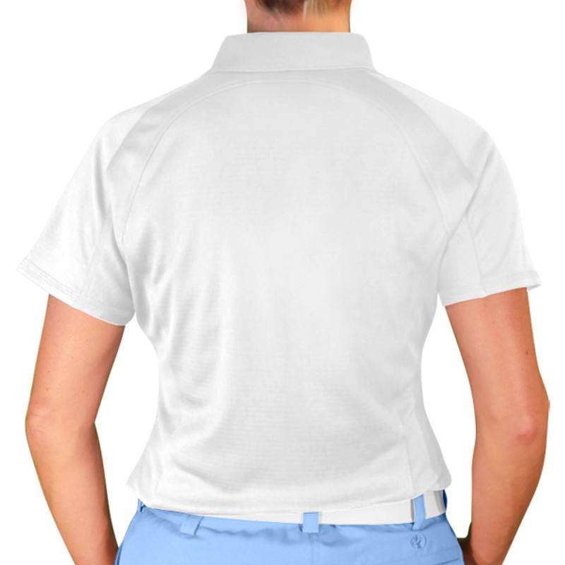 Ladies Sport Pro Dry Microfiber Solid White Golf Shirt Back