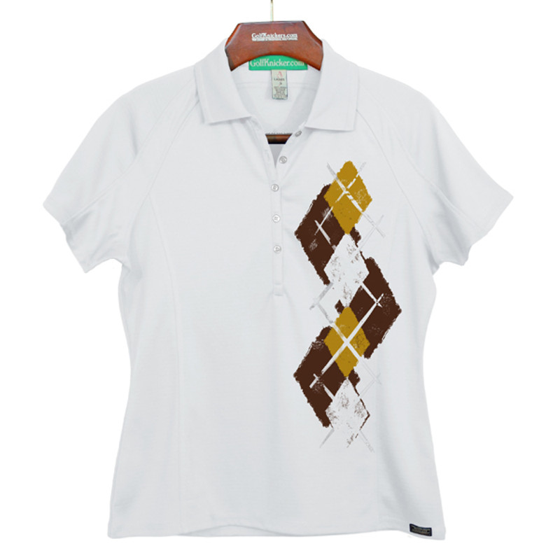 Ladies Golf Knickers Argyle Paradise Outfit EEEE - Brown/Gold/White