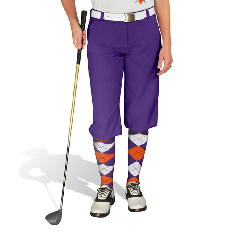 Ladies Golf Knickers Argyle Paradise Outfit LL - Purple/Orange/White
