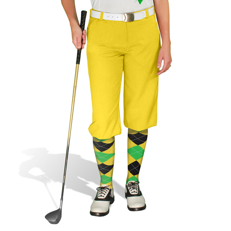 Ladies Golf Knickers Argyle Paradise Outfit QQQ - Yellow/Lime/Black