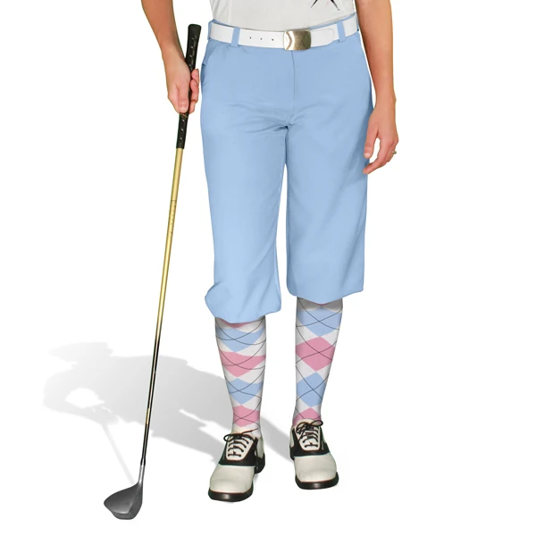 Ladies Golf Knickers Argyle Paradise Outfit TT - White/Pink/Light Blue