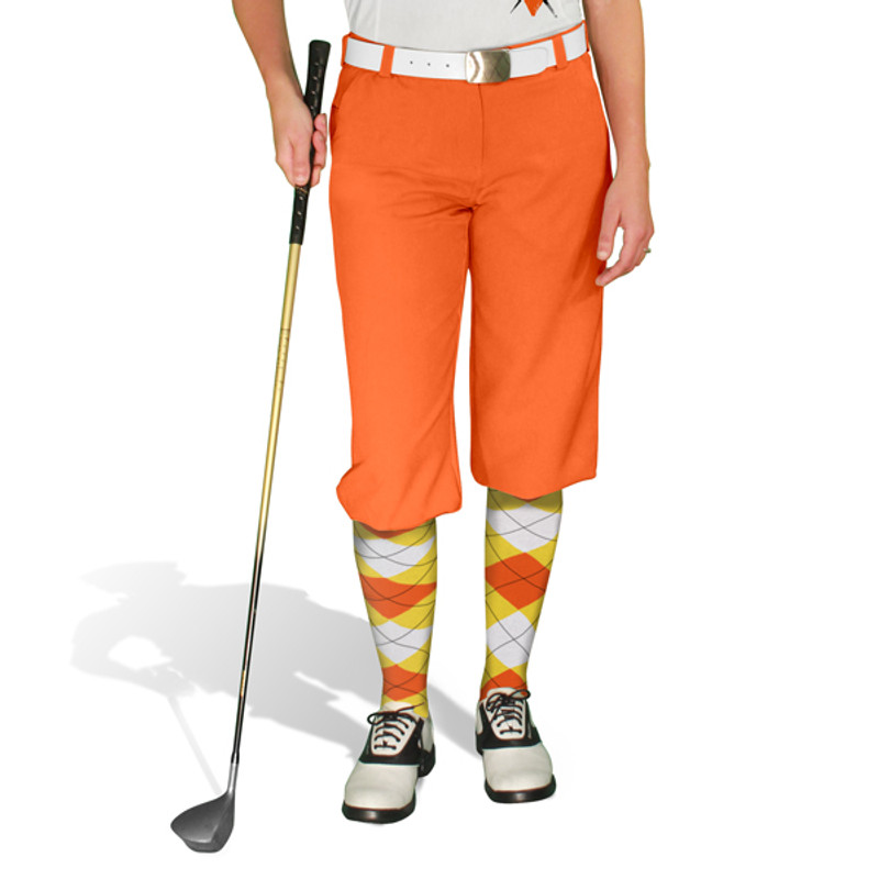 Ladies Golf Knickers Argyle Paradise Outfit TTT - Yellow/Orange/White