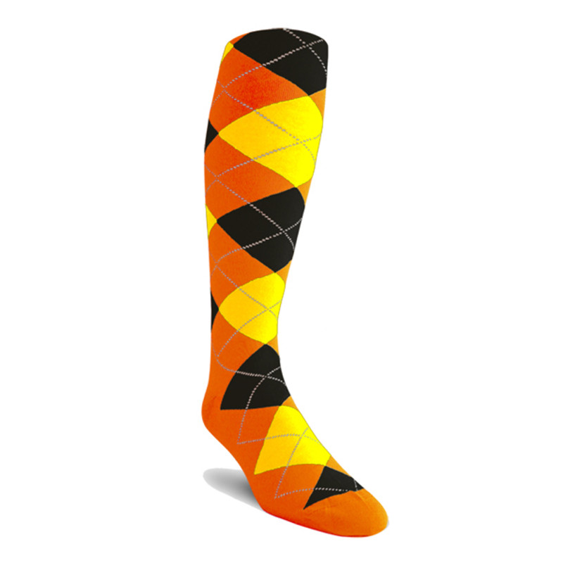 Ladies Golf Knickers Argyle Paradise Outfit 5I - Orange/Yellow/Black