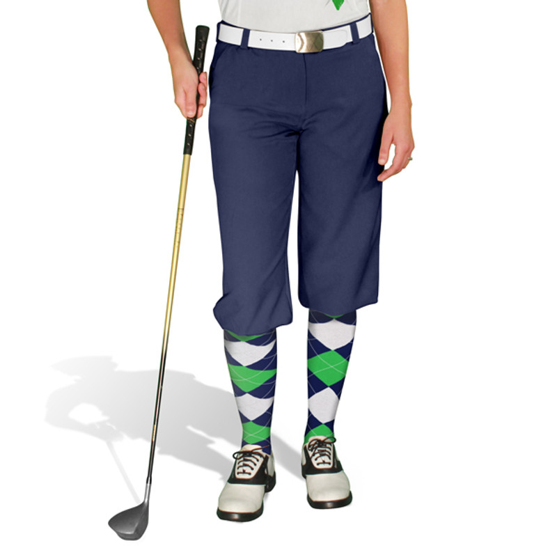 Ladies Golf Knickers Argyle Paradise Outfit 5N - Navy/Lime/White