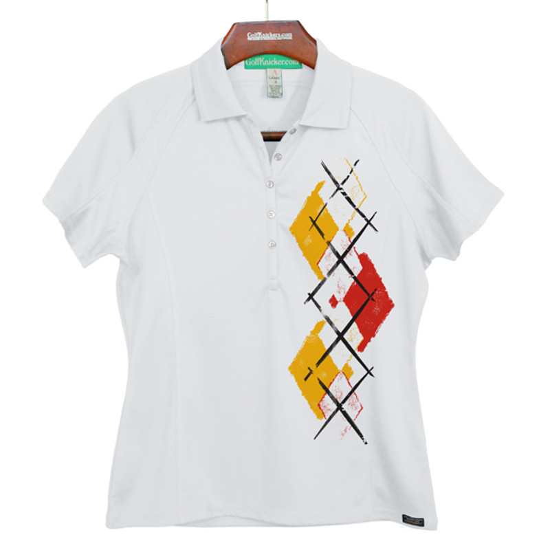 Ladies Golf Knickers Argyle Paradise Outfit 5W - White/Gold/Red