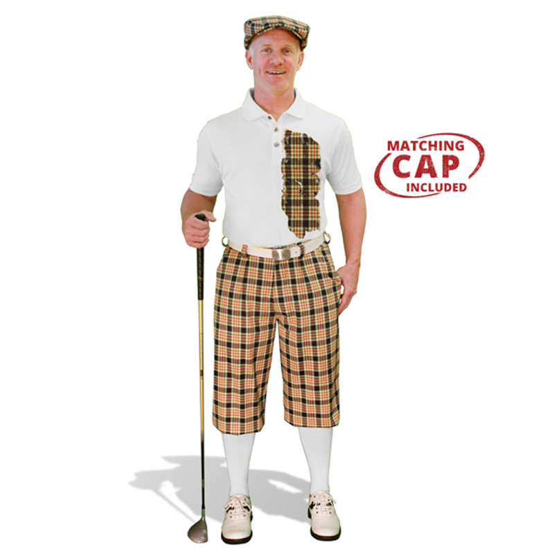 Mens Plaid² Havana & White Golf Outfit