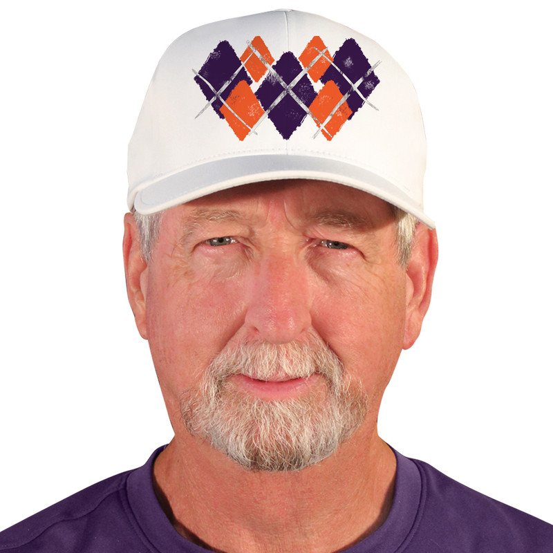 Active Series Sports Mens Baseball Cap Argyle Paradise Purple and Orange Design Front