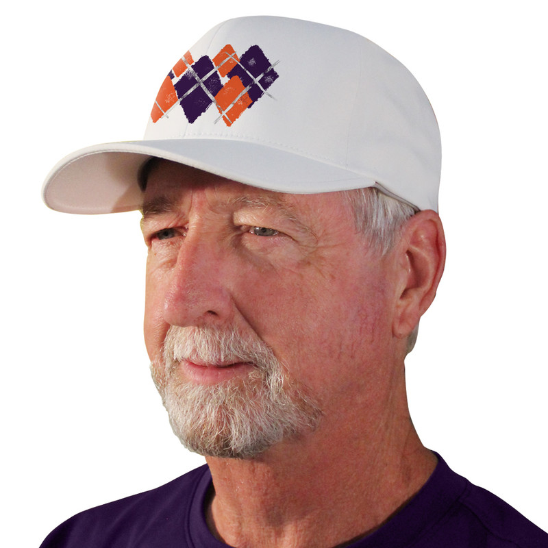 Active Series Sports Mens Baseball Cap Argyle Paradise Purple and Orange Design Side