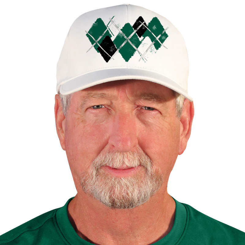 Active Series Sports Mens Baseball Cap Argyle Paradise Dark Green, Black and White Design Front