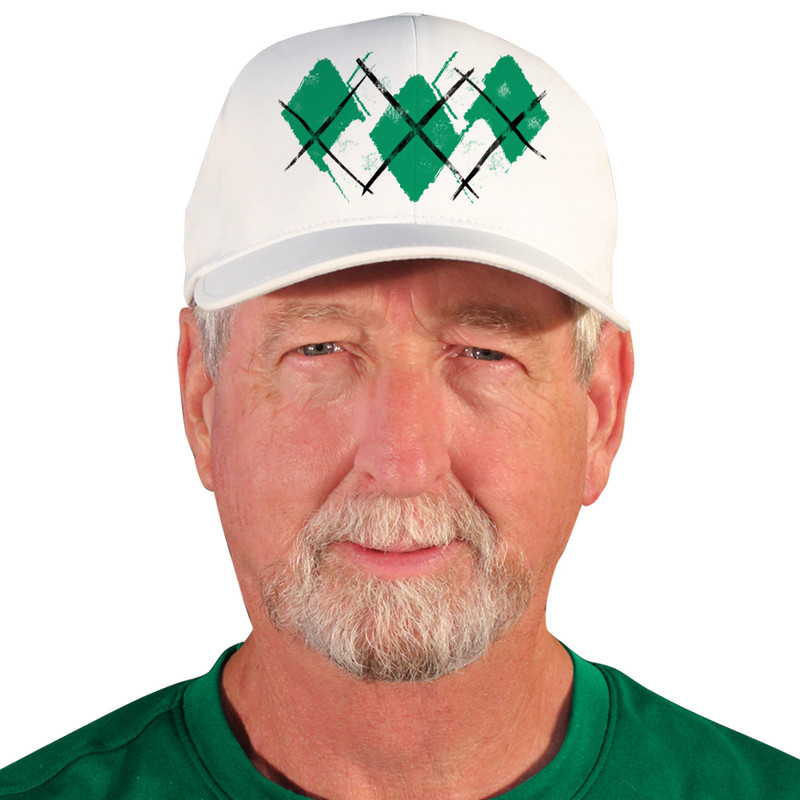 Active Series Sports Mens Baseball Cap Argyle Paradise Lime Green and White Design Front