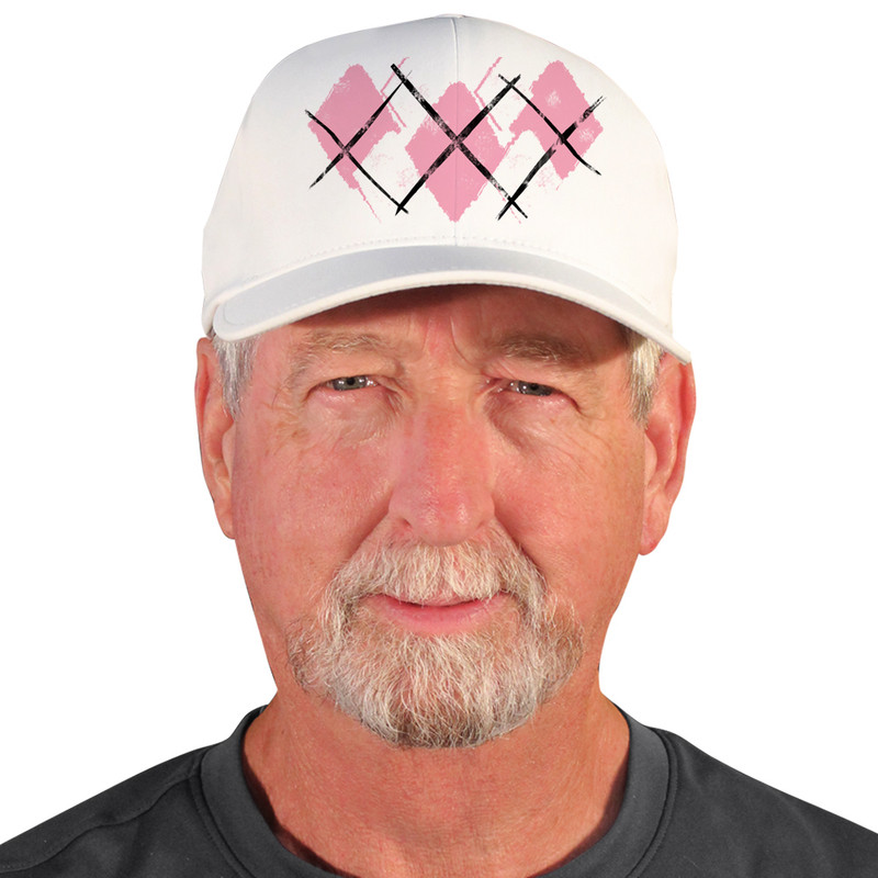 Active Series Sports Mens Baseball Cap Argyle Paradise Pink and White Design Front