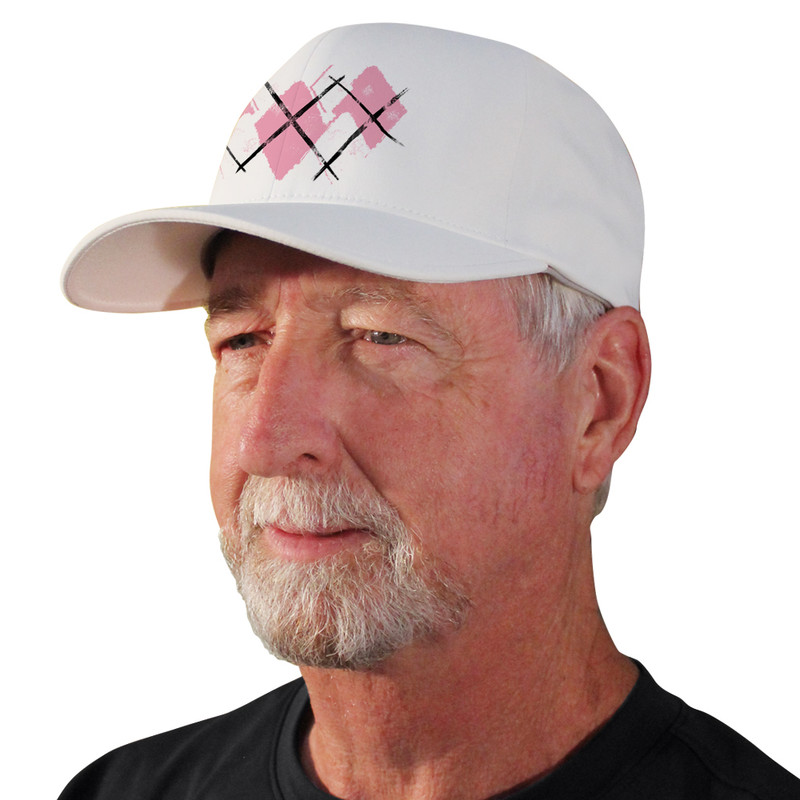 Active Series Sports Mens Baseball Cap Argyle Paradise Pink and White Design Side