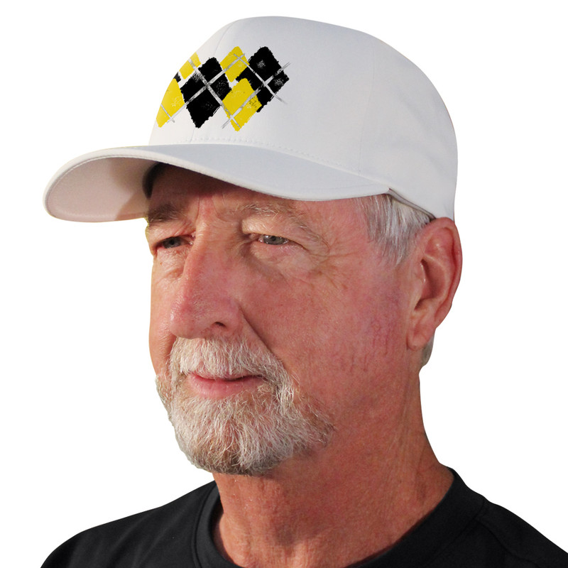 Active Series Sports Mens Baseball Cap Argyle Paradise Black and Yellow Design Side