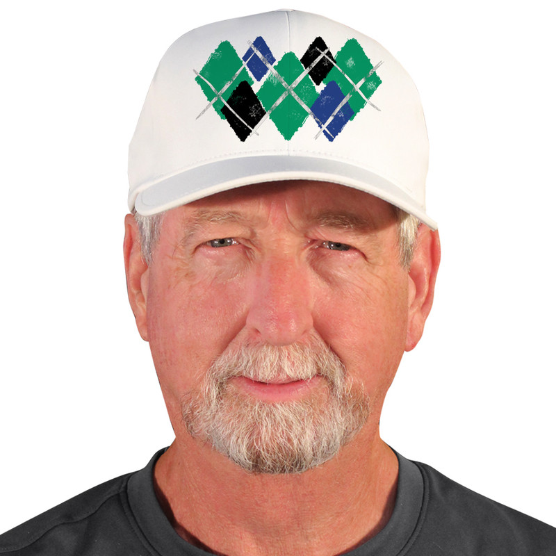 Active Series Sports Mens Baseball Cap Argyle Paradise Lime, Black and Royal Design Front