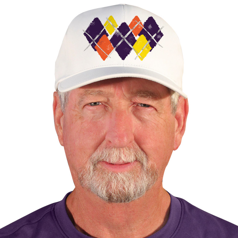 Active Series Sports Mens Baseball Cap Argyle Paradise Purple, Orange and Yellow Design Front