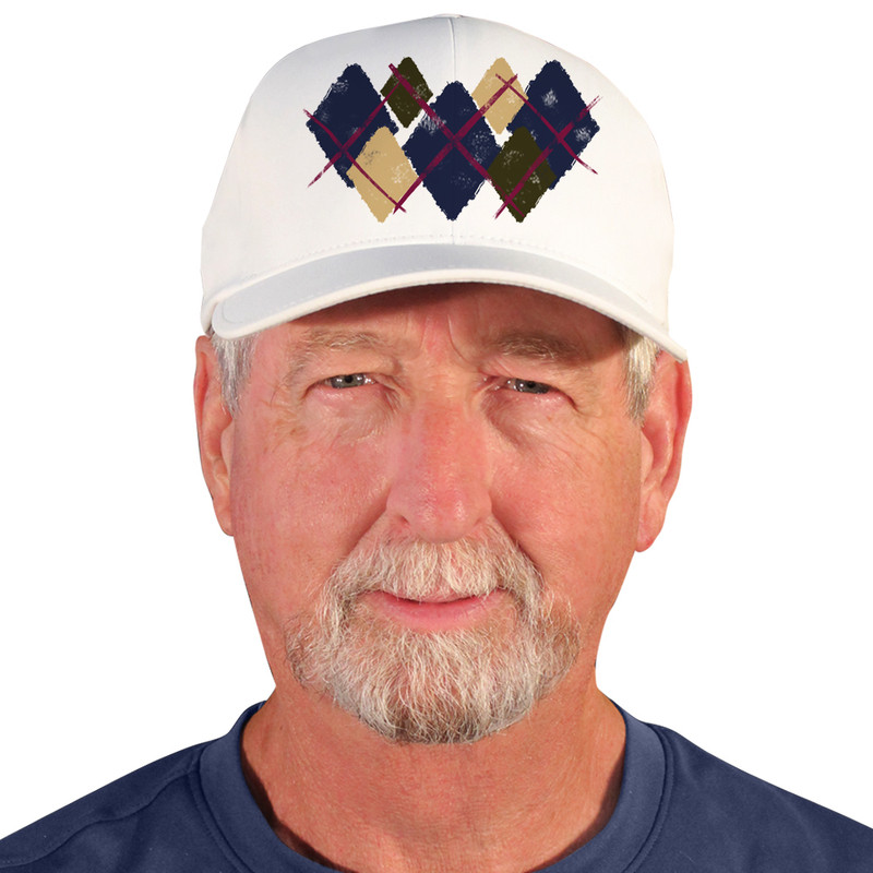 Active Series Sports Mens Baseball Cap Argyle Paradise Navy, Khaki and Olive Design Front