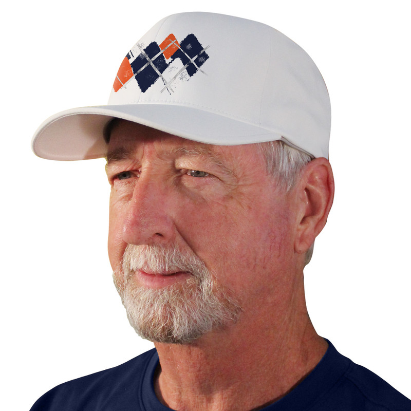 Active Series Sports Mens Baseball Cap Argyle Paradise Navy, Orange and White Design Design Side