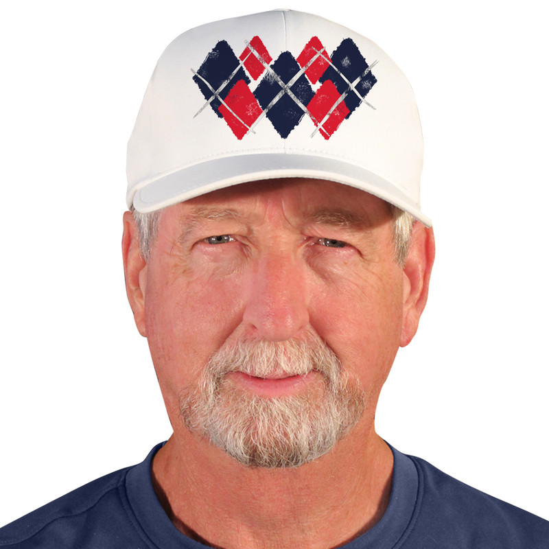Active Series Sports Mens Baseball Cap Argyle Paradise Navy and Red Design Front