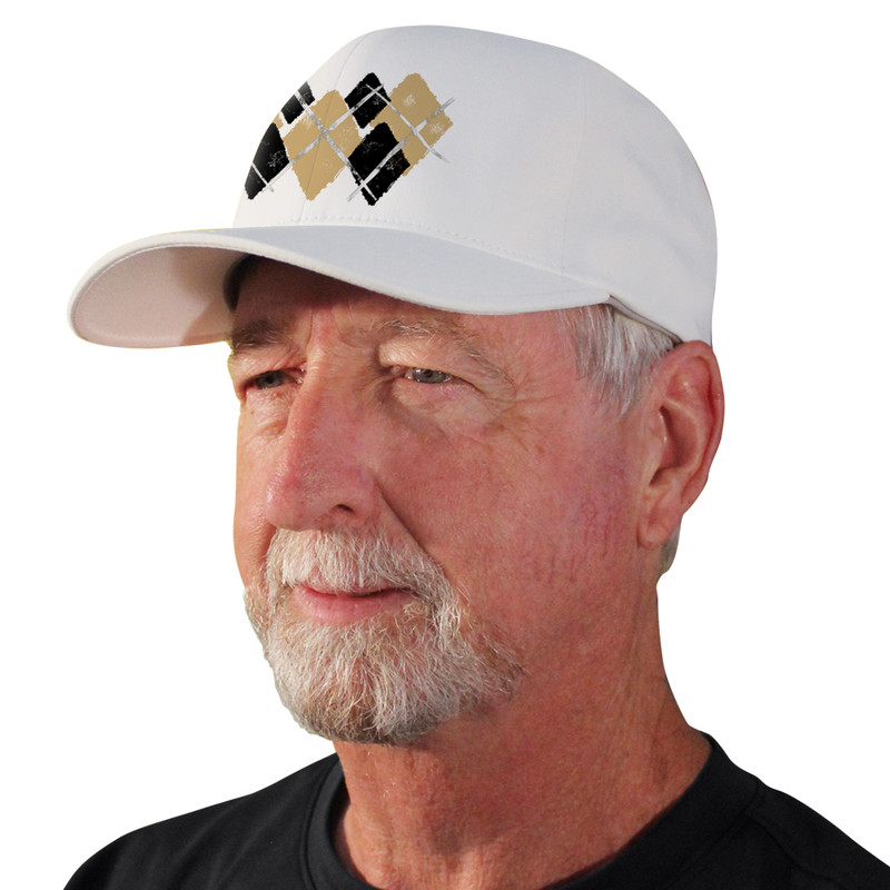 Active Series Sports Mens Baseball Cap Argyle Paradise Khaki and Black Design Side