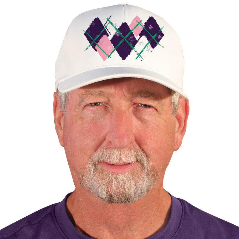 Active Series Sports Mens Baseball Cap Argyle Paradise Purple, Pink and White Design Front
