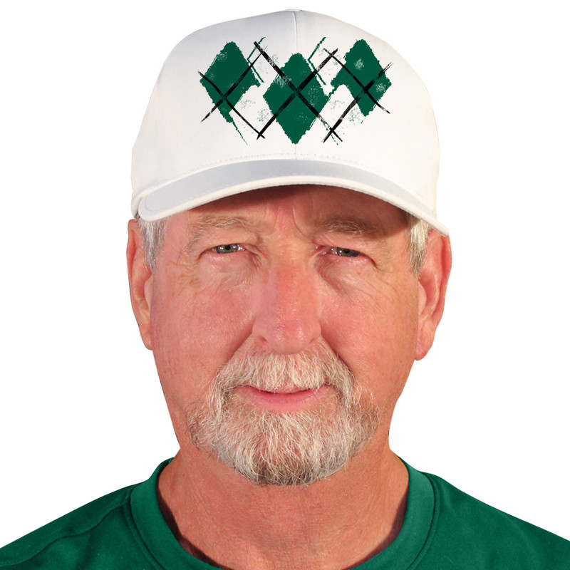 Active Series Sports Mens Baseball Cap Argyle Paradise Dark Green and White Design Front